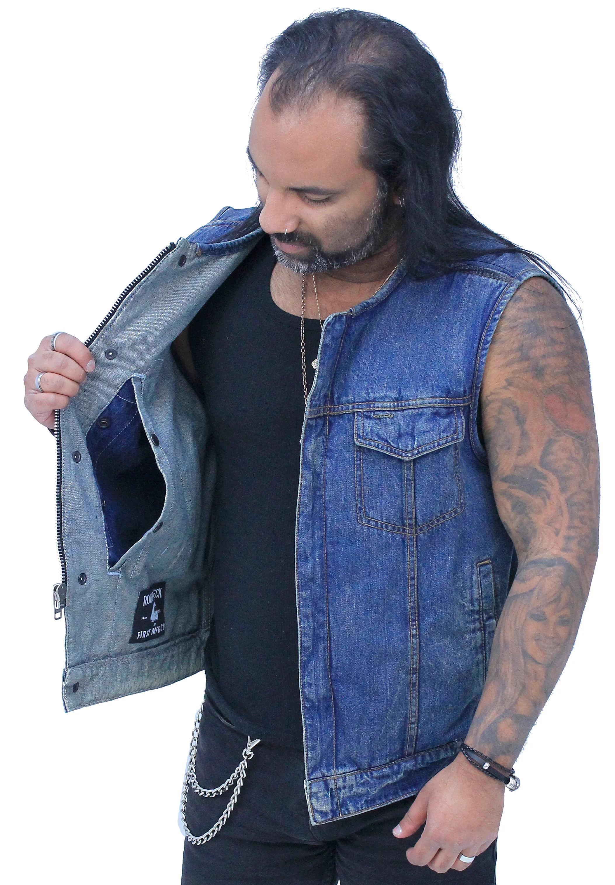Blue Denim Club Vest w/Easy Access Pocket #VMC624GU - Image 4