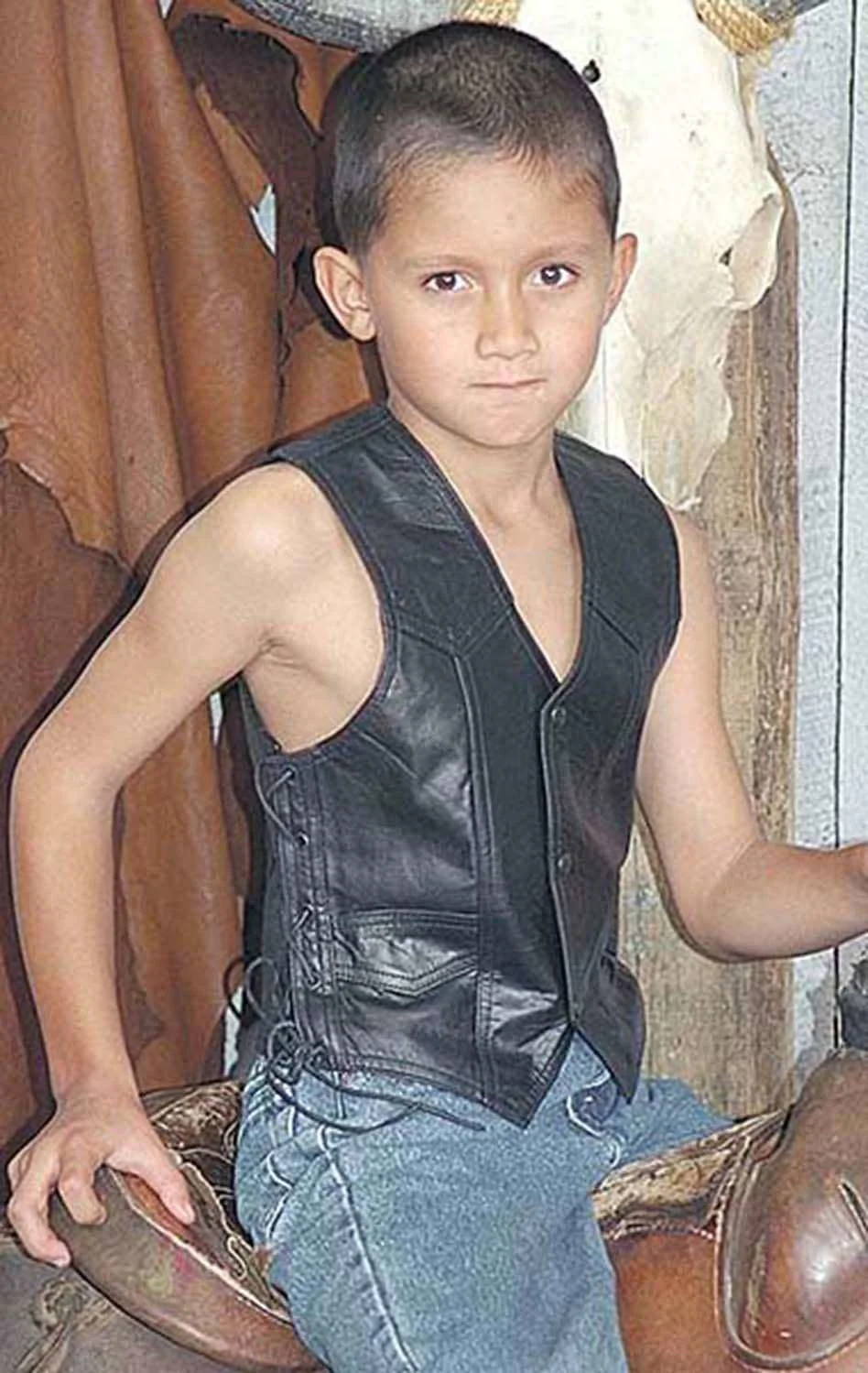 Childrens Side Lace Leather Vest #KV473LK (20) - Image 3