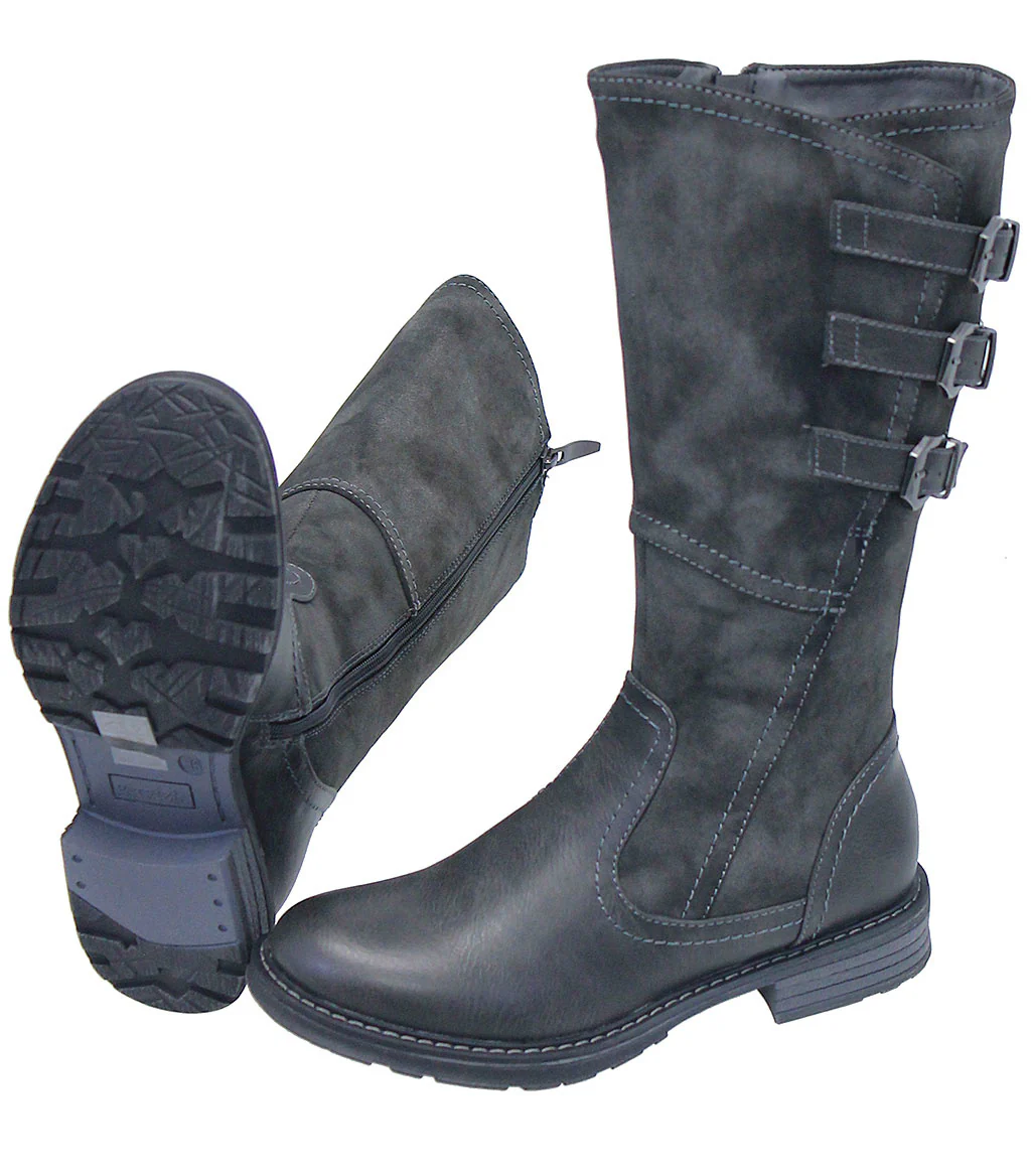 Dercetis Vintage Gray Triple Buckle Zip Boot #BLC-DERC-G () - Image 3