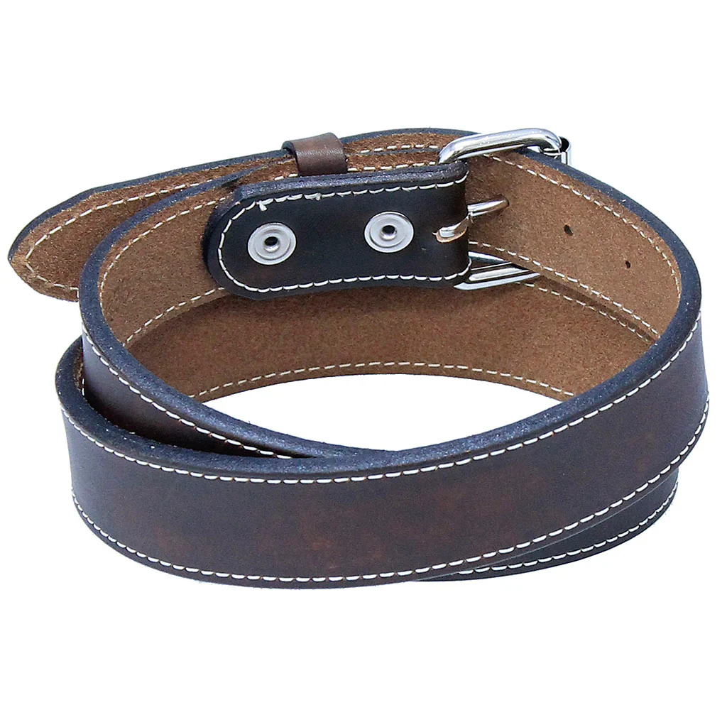 Double Thick Extra Heavy Brown Leather Belt Stitched #BTA2143XXN - Image 3