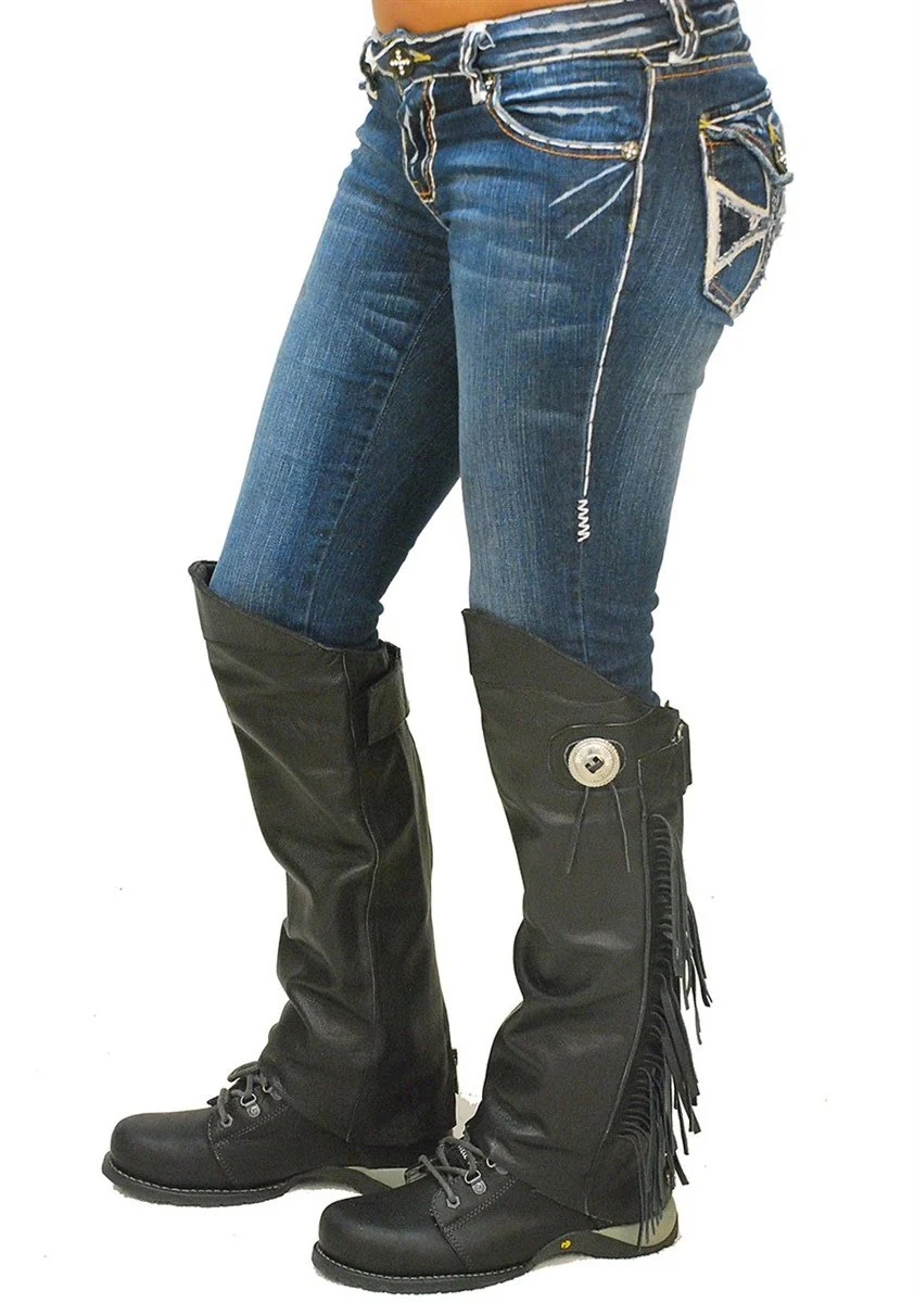 Fringed Leather Half Chaps #A199CR - Image 3