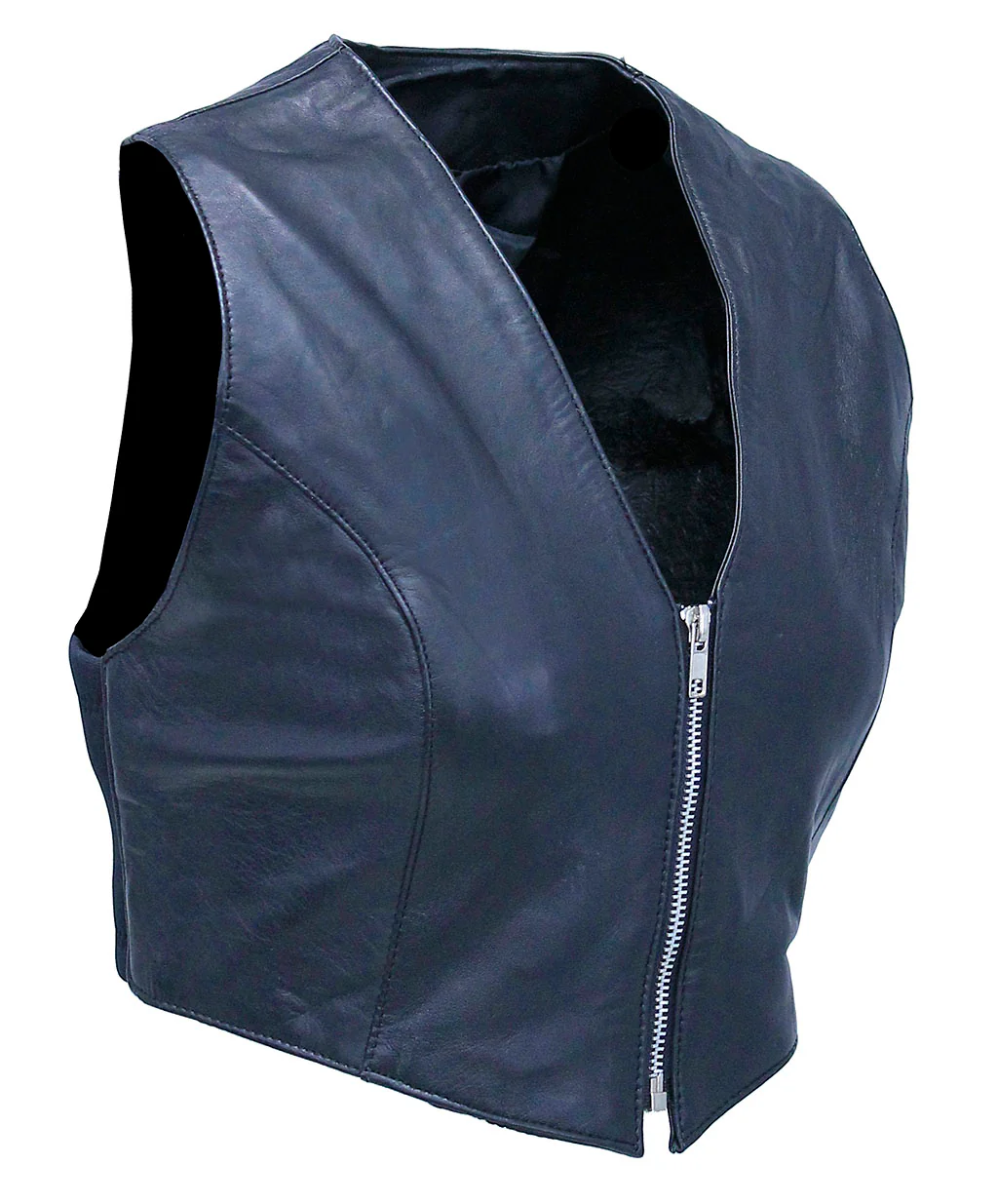 Lambskin Leather V-Neck Zip Crop Vest #VL3026ZK (20) - Image 4
