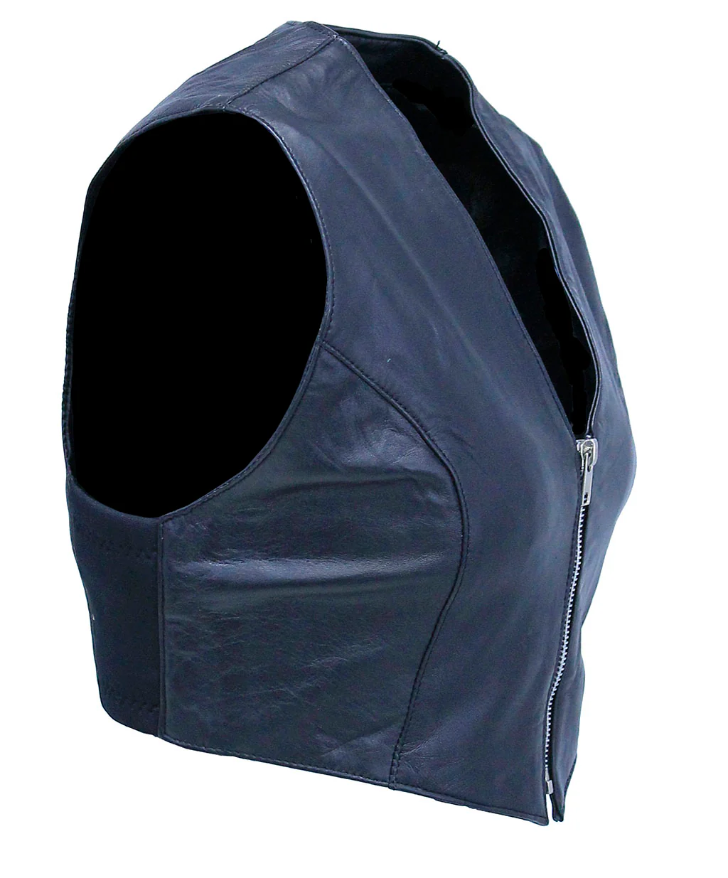 Lambskin Leather V-Neck Zip Crop Vest #VL3026ZK (20) - Image 5