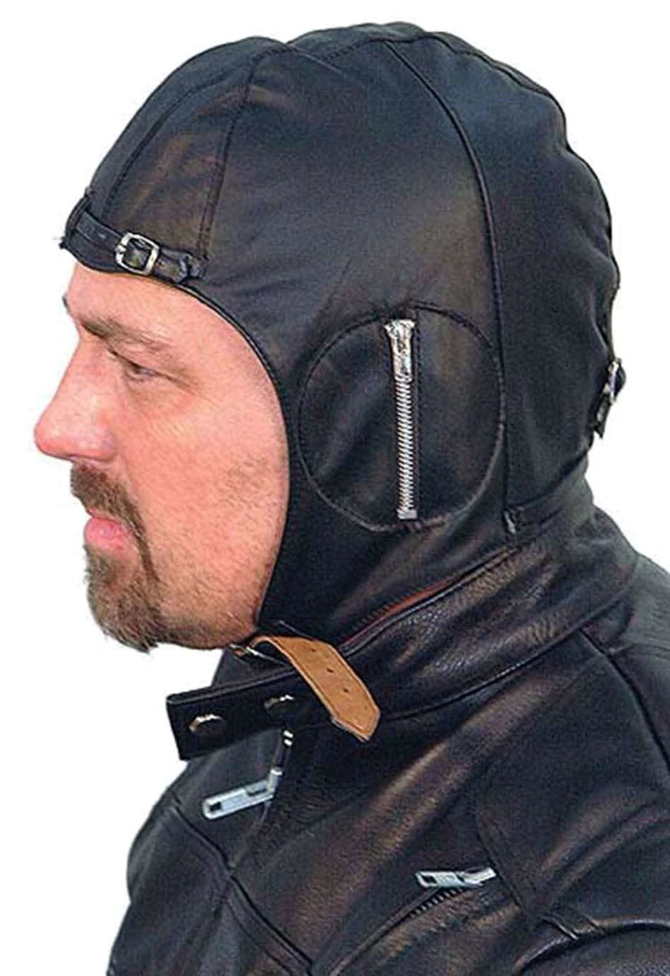 Leather Aviator Helmet/cap #H1381A - Image 3