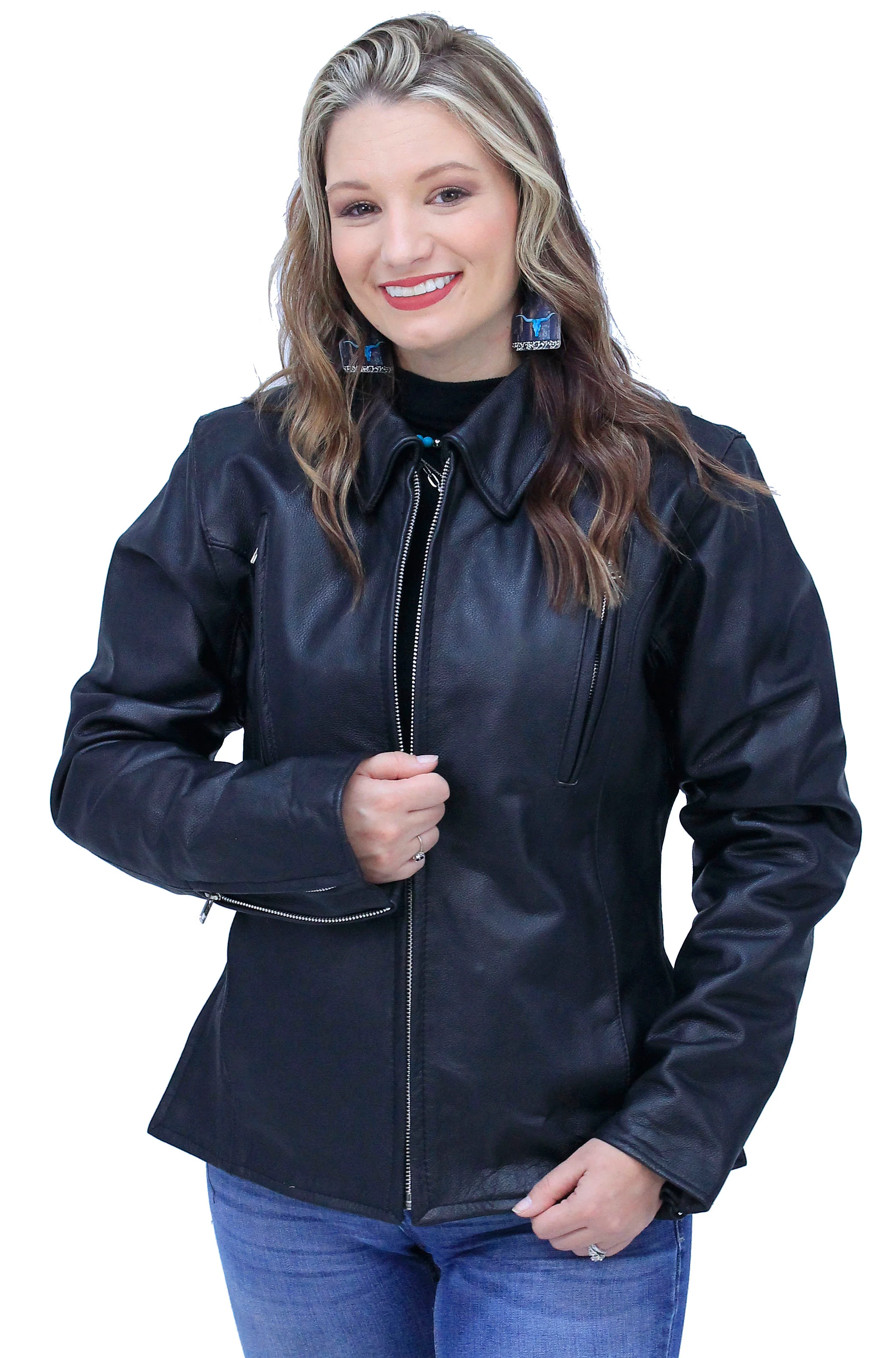 Long Body Women's Motorcycle Jacket w/Vents #L6167VZK - Image 5