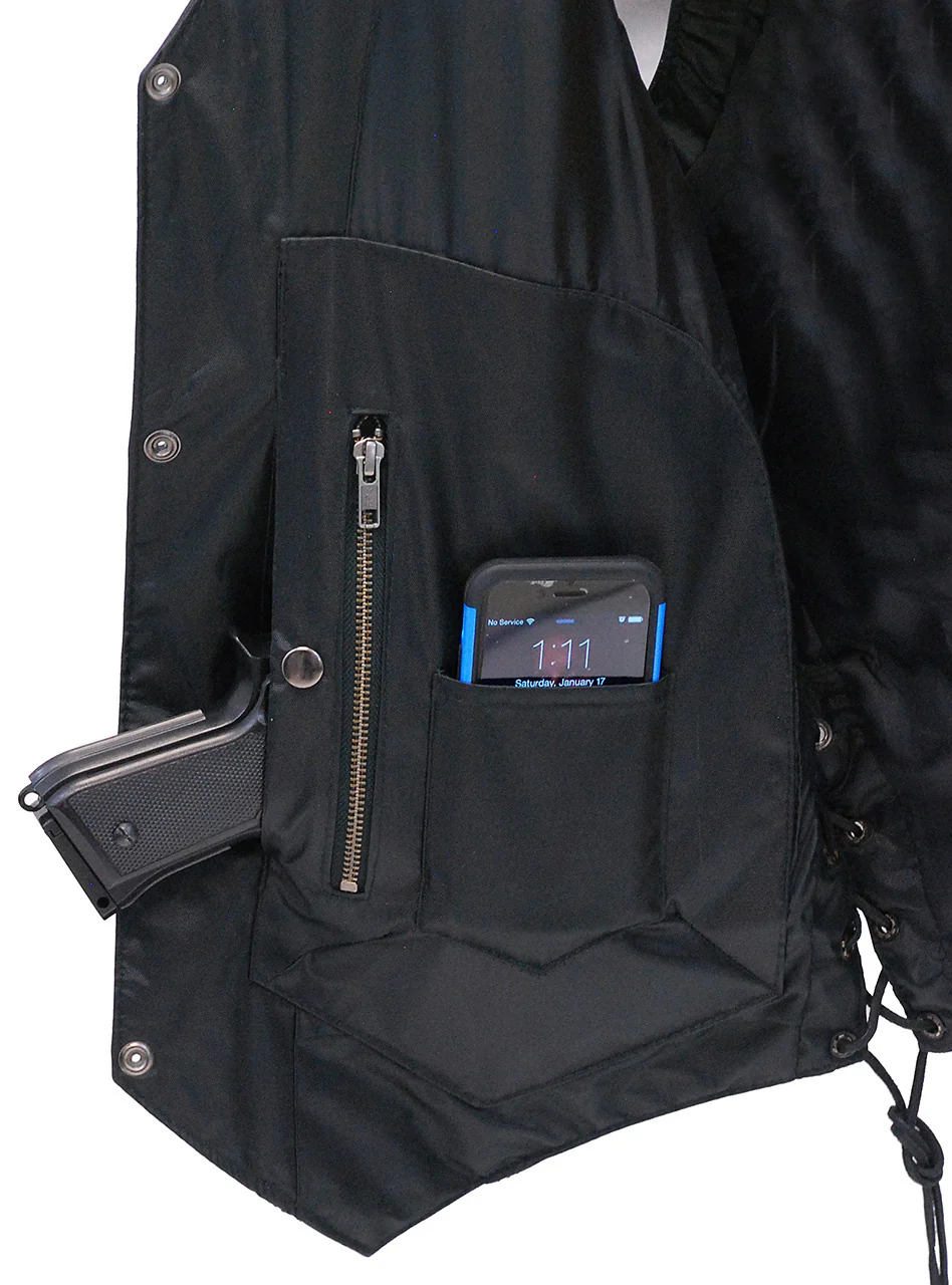 Men's Premium Leather Biker Vest - w/Concealed Pockets #VM630PT - Image 3