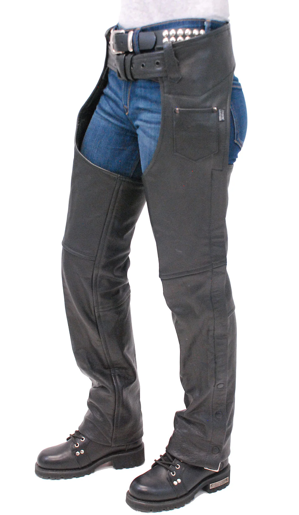 Classic Black Buffalo Leather Chaps #C8000 () - Image 3
