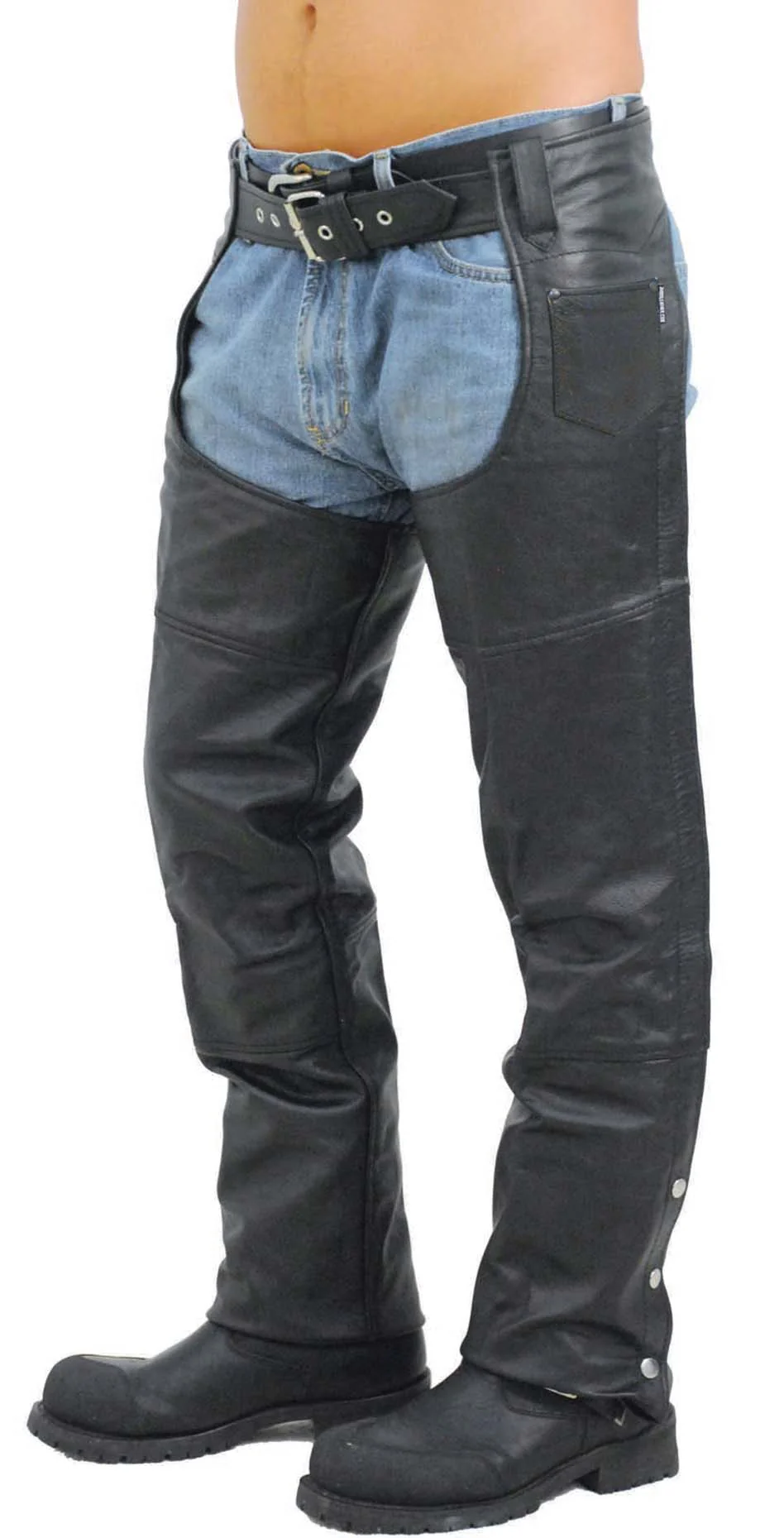 Classic Black Buffalo Leather Chaps #C8000 () - Image 4