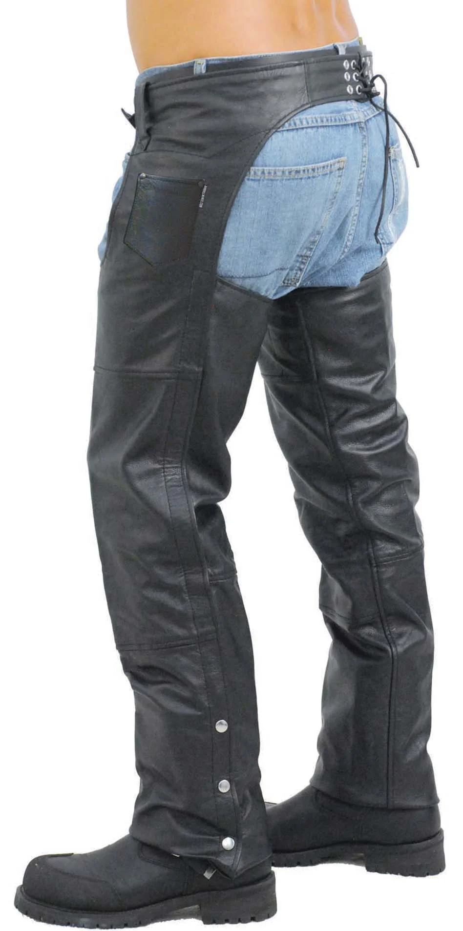 Classic Black Buffalo Leather Chaps #C8000 () - Image 5