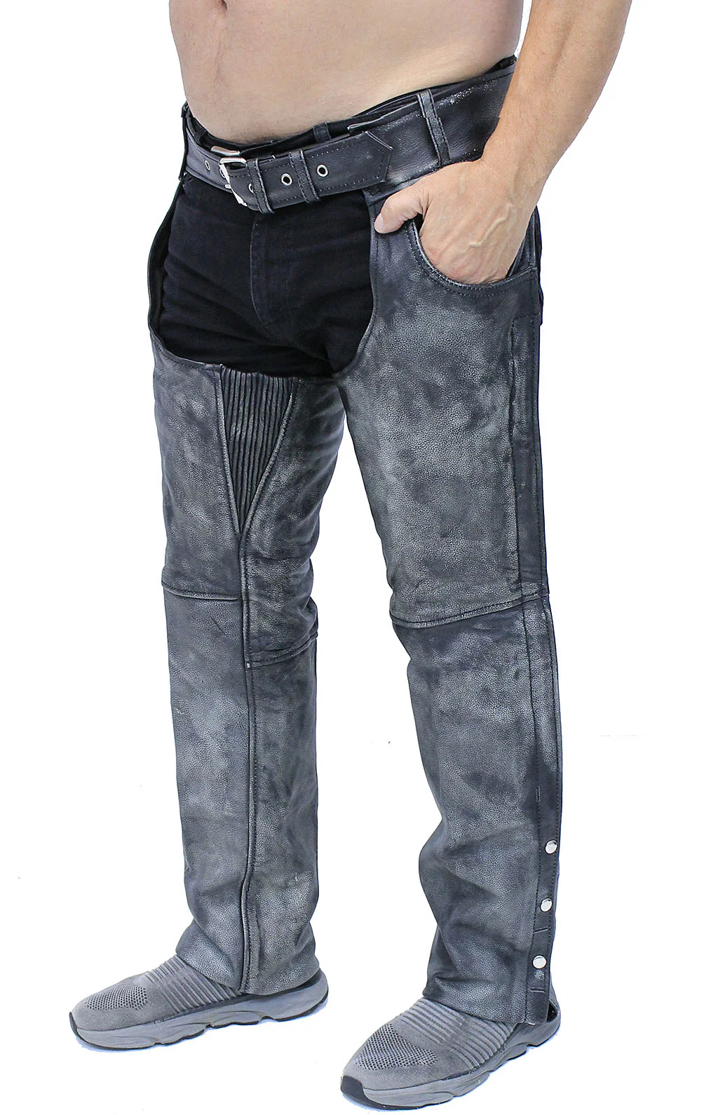 Premium Heavy Gray Vintage Deep Pocket Chaps #CA7203PGY - Image 3