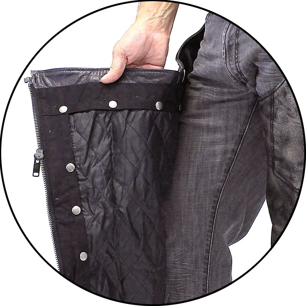 Premium Heavy Gray Vintage Deep Pocket Chaps #CA7203PGY - Image 5