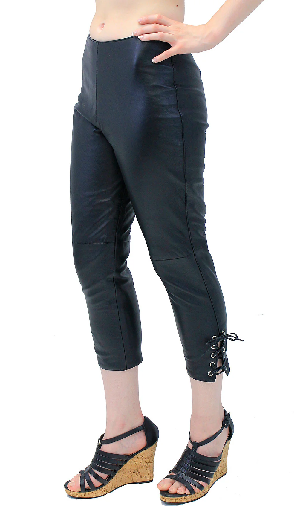 Soft Genuine Leather Capris with Ankle Lacing #LP1119LK (20) - Image 3
