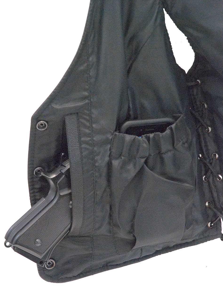 Women's Premium Low V-Neck Side Lace Leather Vest #VL16010GK () - Image 4