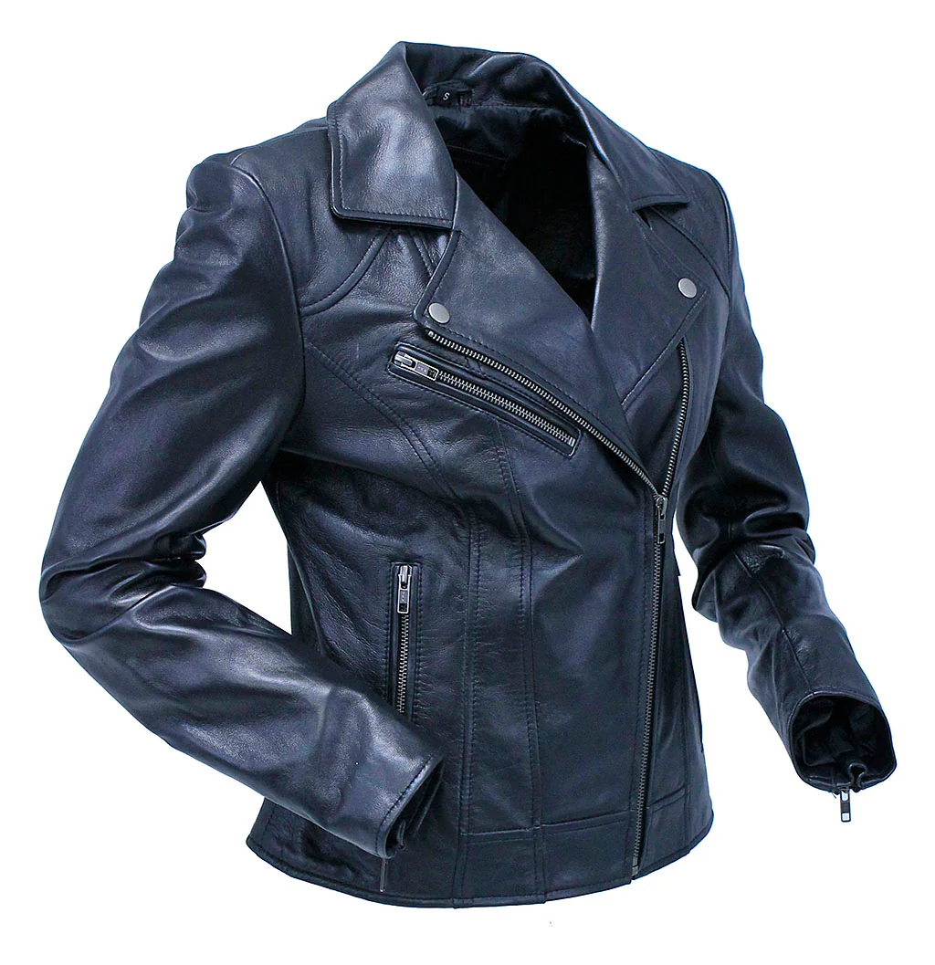 Women's Super Soft Lambskin Motorcycle Jacket #L15070K - Image 3