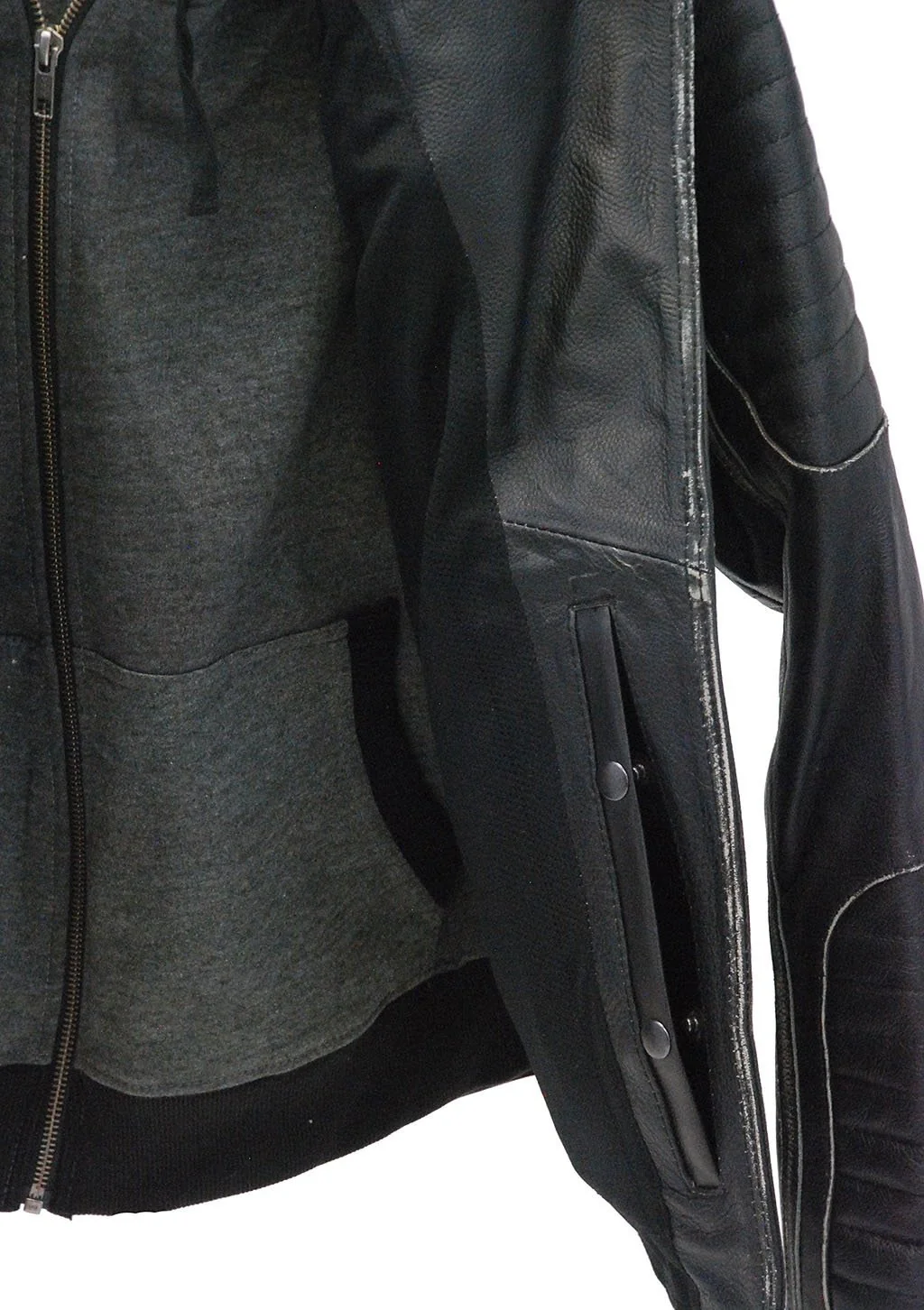 Women's Vented Concealed Pocket Motorcycle Jacket with Hoodie #LA2516VHK - Image 3