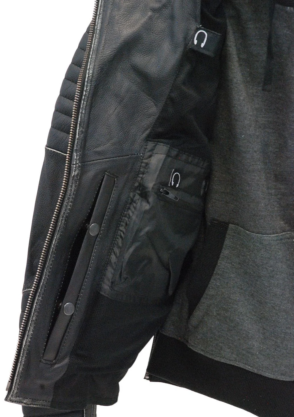 Women's Vented Concealed Pocket Motorcycle Jacket with Hoodie #LA2516VHK - Image 4