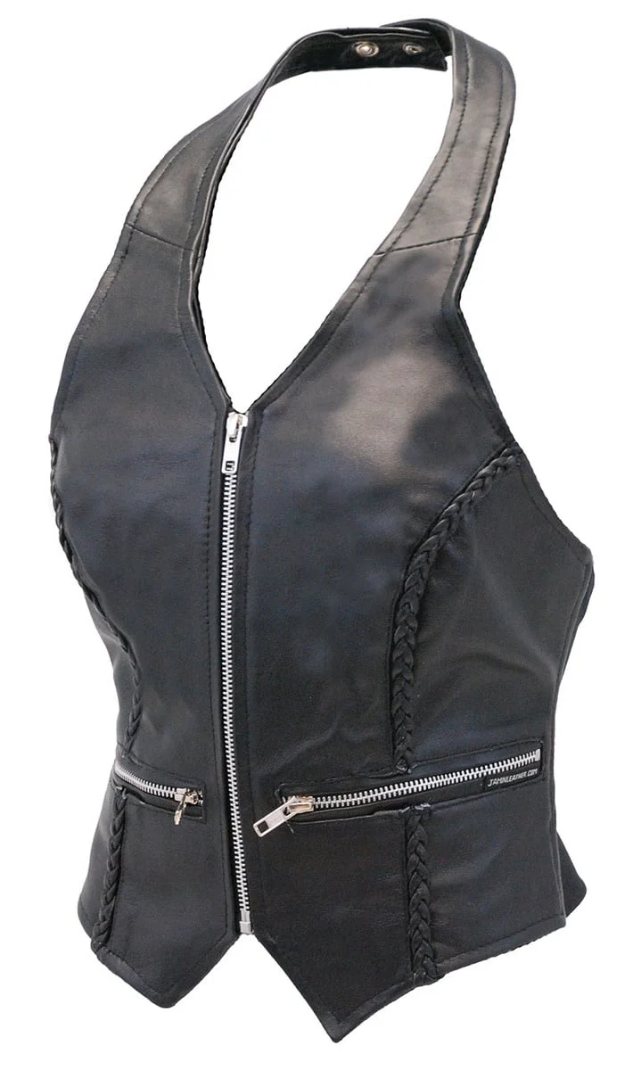 Zipper Braid Leather Halter Vest #LH523BZ (20) - Image 3